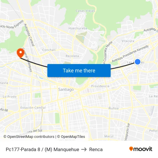 Pc177-Parada 8 / (M) Manquehue to Renca map
