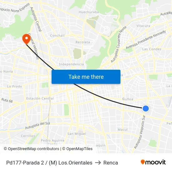 Pd177-Parada 2 / (M) Los.Orientales to Renca map