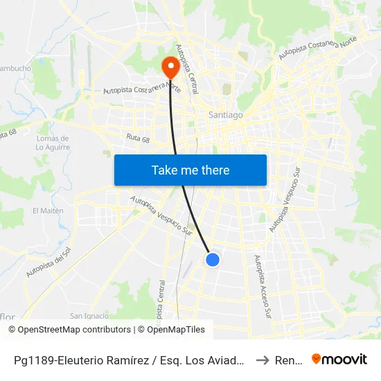 Pg1189-Eleuterio Ramírez / Esq. Los Aviadores to Renca map