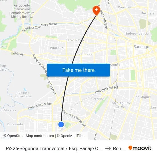 Pi226-Segunda Transversal / Esq. Pasaje Oslo to Renca map