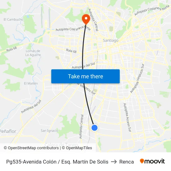 Pg535-Avenida Colón / Esq. Martín De Solis to Renca map