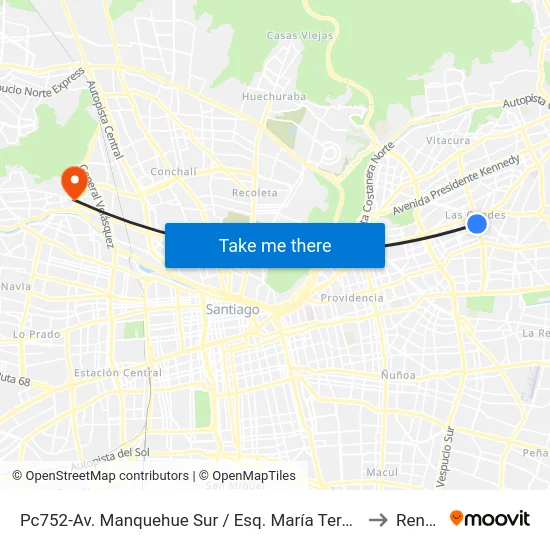 Pc752-Av. Manquehue Sur / Esq. María Teresa to Renca map