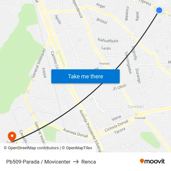 Pb509-Parada / Movicenter to Renca map