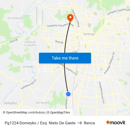 Pg1224-Domeyko / Esq. Nieto De Gaete to Renca map