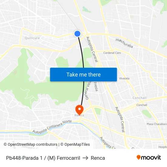 Pb448-Parada 1 / (M) Ferrocarril to Renca map