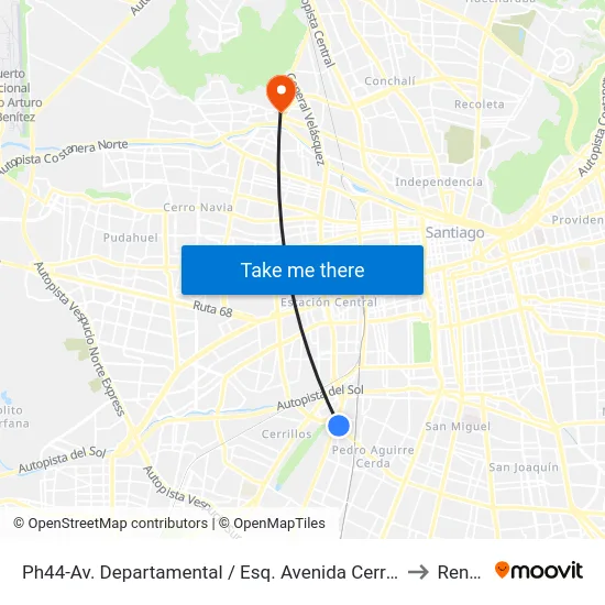 Ph44-Av. Departamental / Esq. Avenida Cerrillos to Renca map