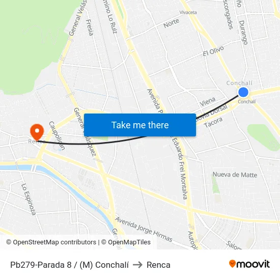 Pb279-Parada 8 / (M) Conchalí to Renca map