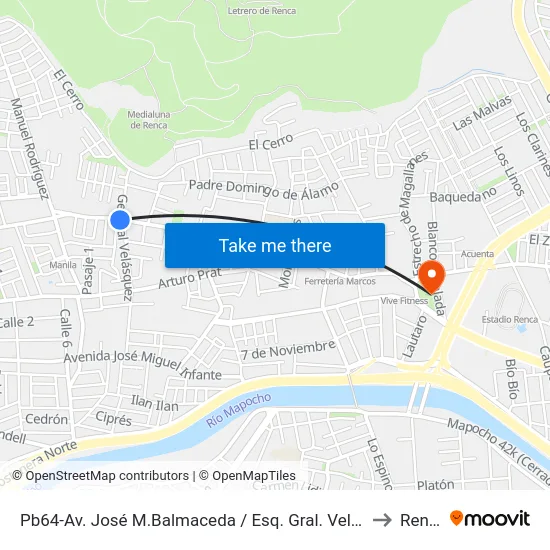 Pb64-Av. José M.Balmaceda / Esq. Gral. Velásquez to Renca map