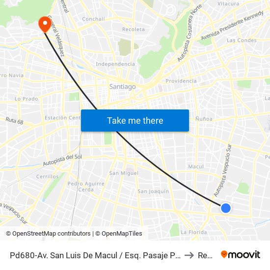 Pd680-Av. San Luis De Macul / Esq. Pasaje Peatones 3 to Renca map