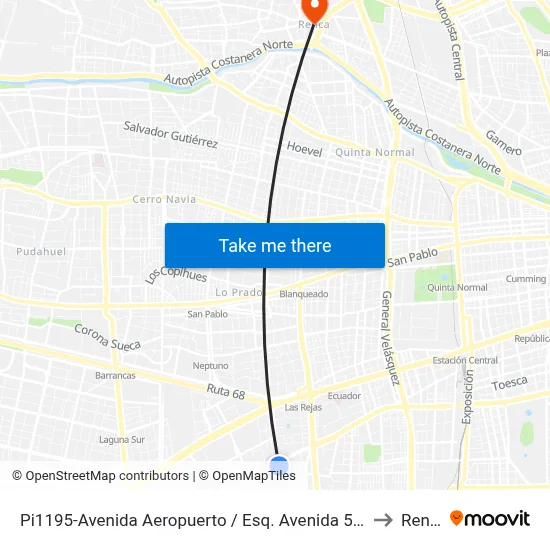 Pi1195-Avenida Aeropuerto / Esq. Avenida 5 De Abril to Renca map