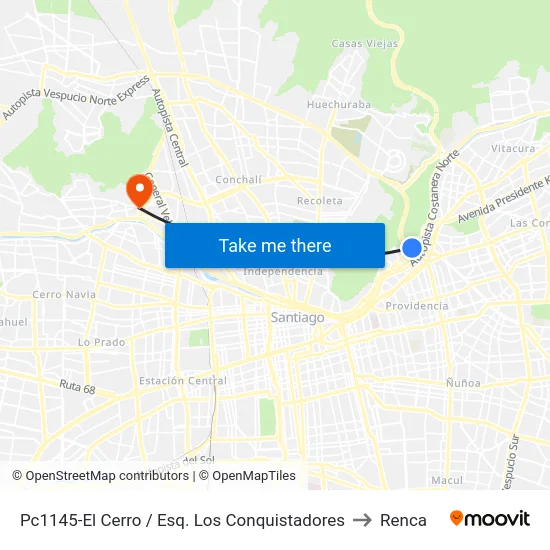 Pc1145-El Cerro / Esq. Los Conquistadores to Renca map