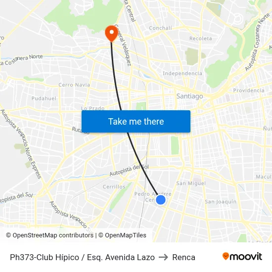 Ph373-Club Hípico / Esq. Avenida Lazo to Renca map