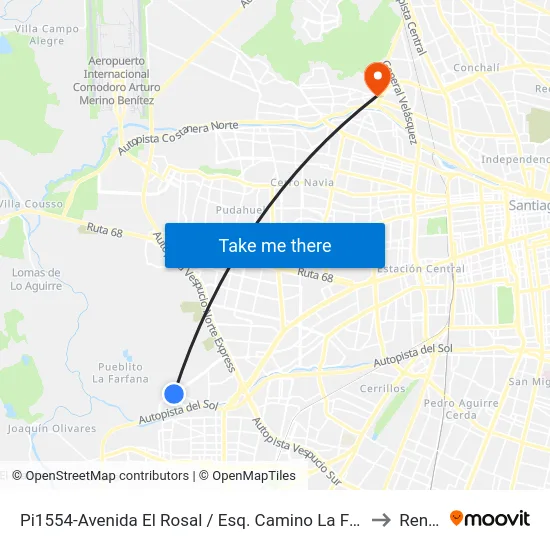 Pi1554-Avenida El Rosal / Esq. Camino La Farfana to Renca map