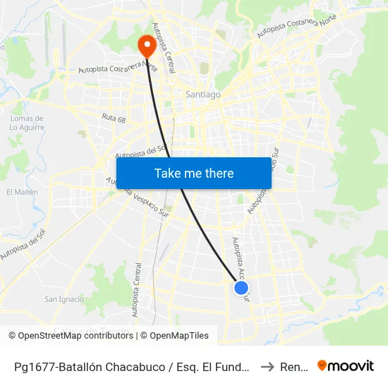 Pg1677-Batallón Chacabuco / Esq. El Fundador to Renca map