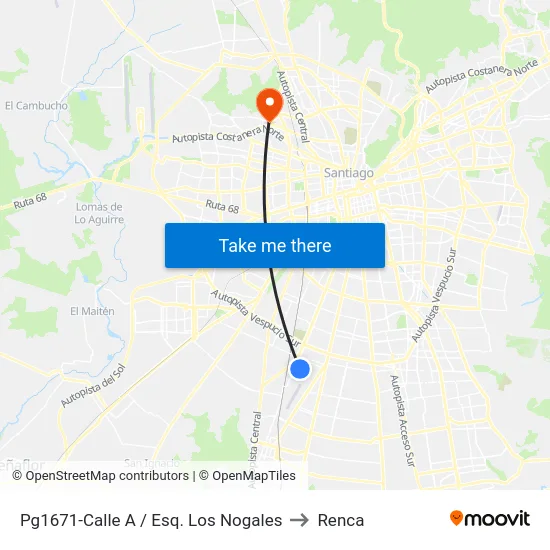 Pg1671-Calle A / Esq. Los Nogales to Renca map