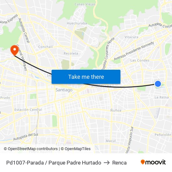Pd1007-Parada / Parque Padre Hurtado to Renca map