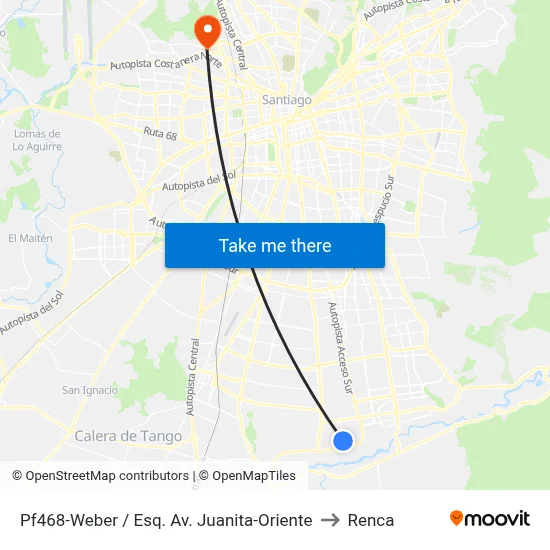 Pf468-Weber / Esq. Av. Juanita-Oriente to Renca map