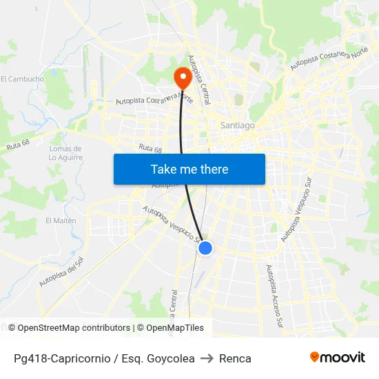 Pg418-Capricornio / Esq. Goycolea to Renca map