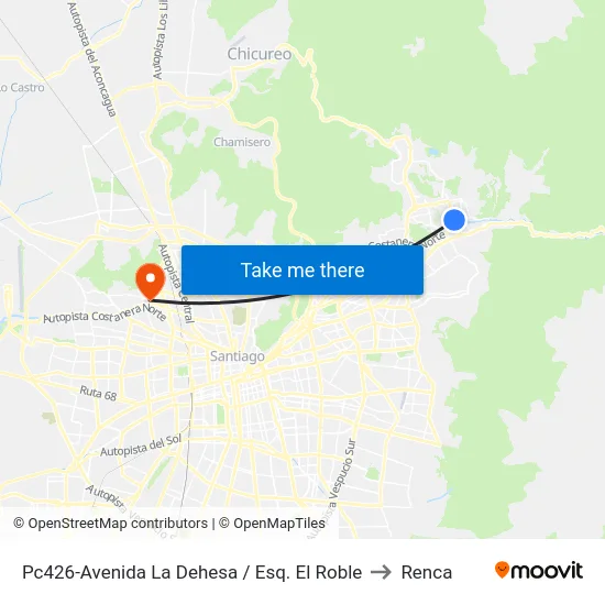 Pc426-Avenida La Dehesa / Esq. El Roble to Renca map