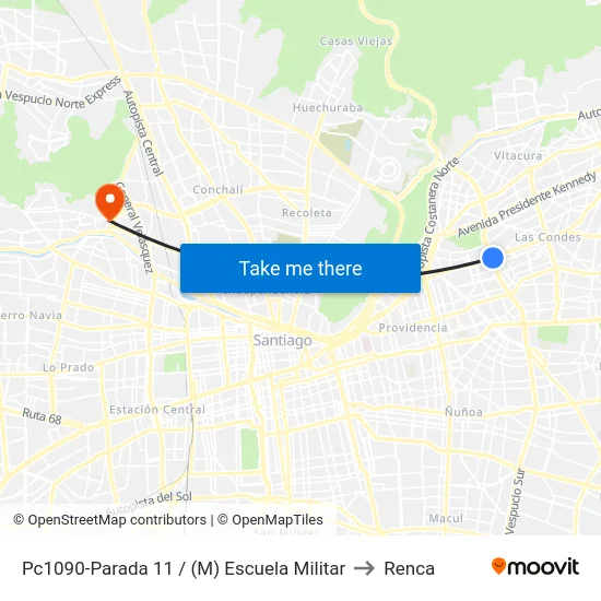 Pc1090-Parada 11 / (M) Escuela Militar to Renca map