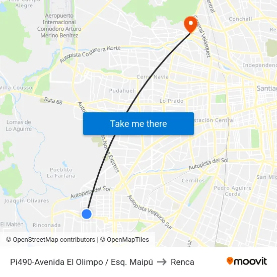 Pi490-Avenida El Olimpo / Esq. Maipú to Renca map