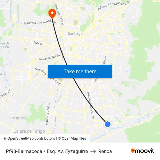 Pf93-Balmaceda / Esq. Av. Eyzaguirre to Renca map