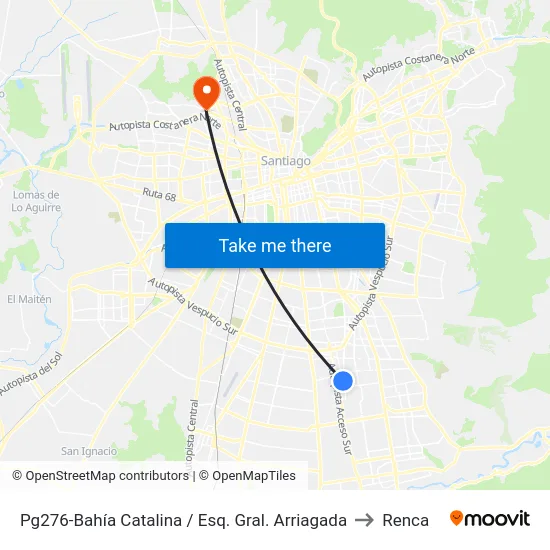 Pg276-Bahía Catalina / Esq. Gral. Arriagada to Renca map