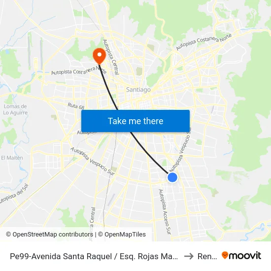 Pe99-Avenida Santa Raquel / Esq. Rojas Magallanes to Renca map