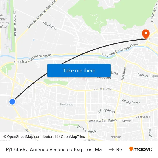 Pj1745-Av. Américo Vespucio / Esq. Los. Maitenes-Oriente to Renca map