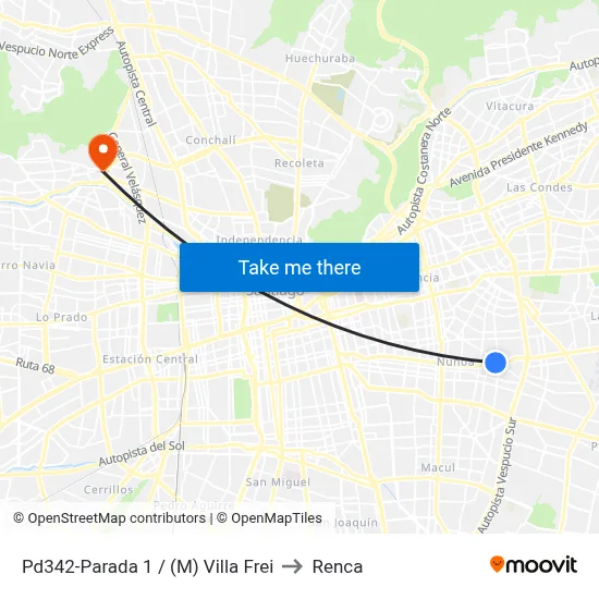 Pd342-Parada 1 / (M) Villa Frei to Renca map