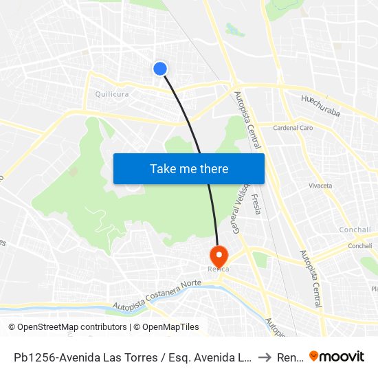 Pb1256-Avenida Las Torres / Esq. Avenida Las Torres to Renca map