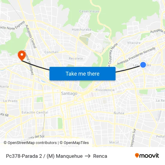 Pc378-Parada 2 / (M) Manquehue to Renca map