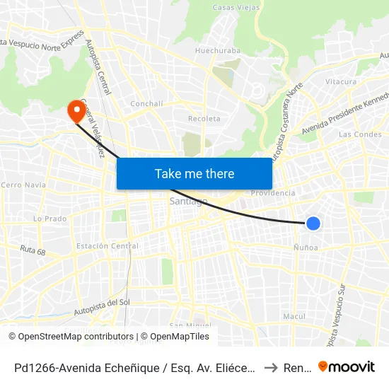 Pd1266-Avenida Echeñique / Esq. Av. Eliécer Parada to Renca map