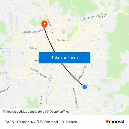 Pe351-Parada 4 / (M) Trinidad to Renca map