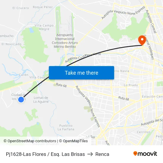 Pj1628-Las Flores / Esq. Las Brisas to Renca map
