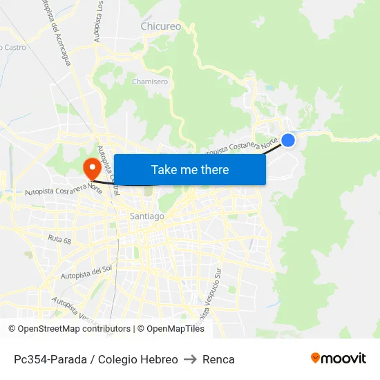 Pc354-Parada / Colegio Hebreo to Renca map