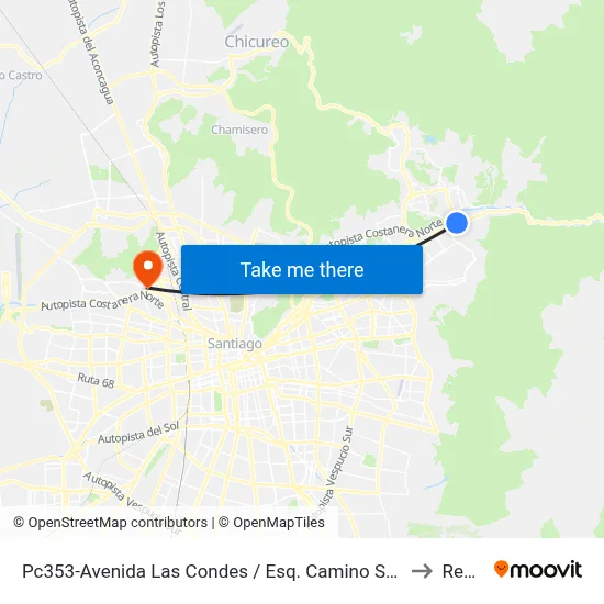 Pc353-Avenida Las Condes / Esq. Camino San Antonio to Renca map