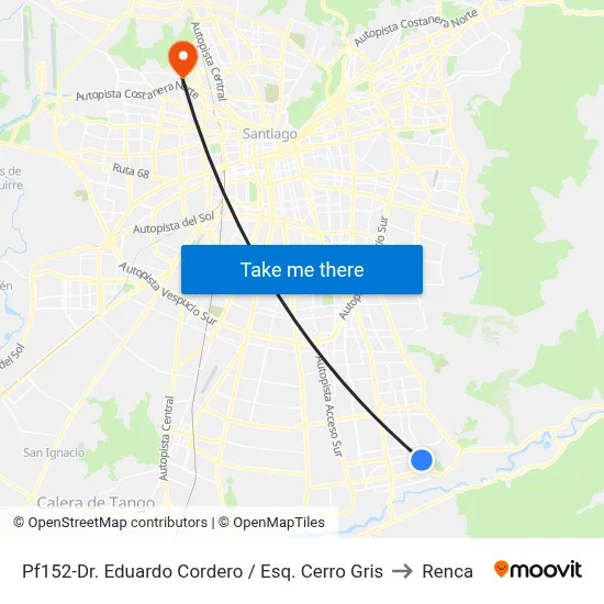 Pf152-Dr. Eduardo Cordero / Esq. Cerro Gris to Renca map