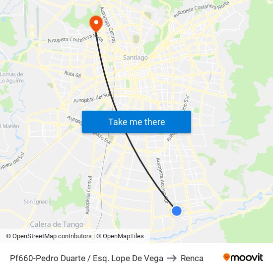 Pf660-Pedro Duarte / Esq. Lope De Vega to Renca map