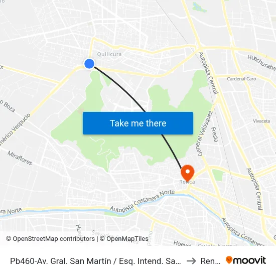 Pb460-Av. Gral. San Martín / Esq. Intend. Saavedra to Renca map