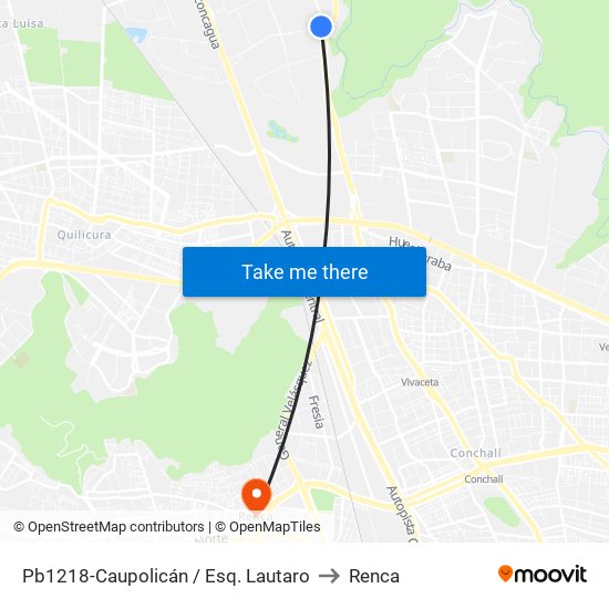 Pb1218-Caupolicán / Esq. Lautaro to Renca map
