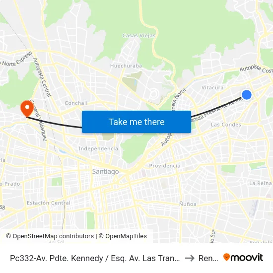 Pc332-Av. Pdte. Kennedy / Esq. Av. Las Tranqueras to Renca map