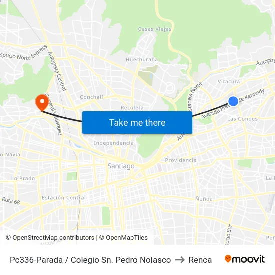 Pc336-Parada / Colegio Sn. Pedro Nolasco to Renca map