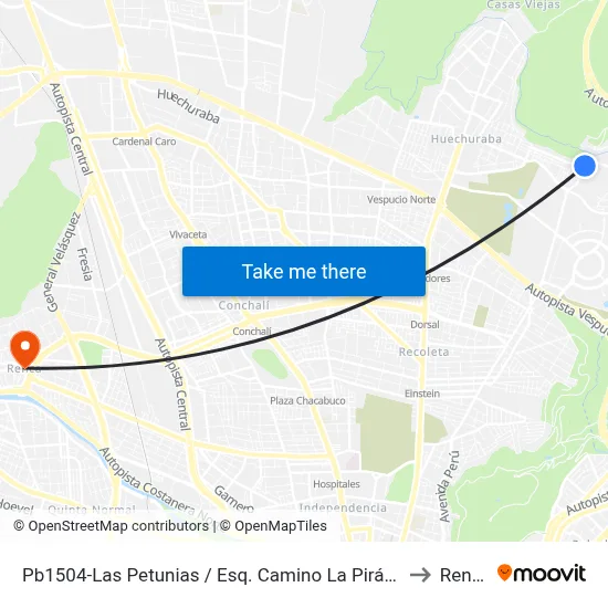 Pb1504-Las Petunias / Esq. Camino La Pirámide to Renca map