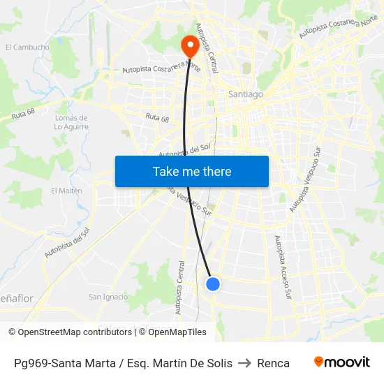 Pg969-Santa Marta / Esq. Martín De Solis to Renca map