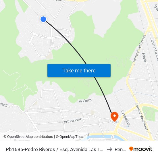 Pb1685-Pedro Riveros / Esq. Avenida Las Torres to Renca map