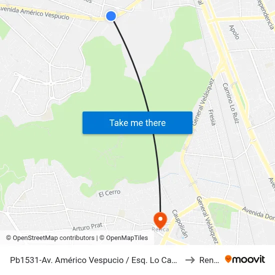 Pb1531-Av. Américo Vespucio / Esq. Lo Campino to Renca map