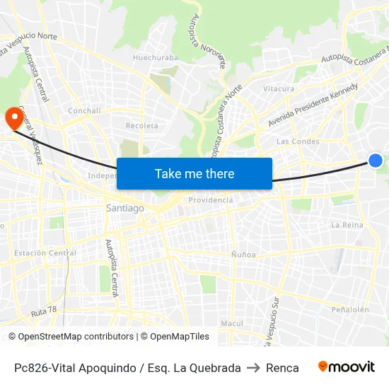 Pc826-Vital Apoquindo / Esq. La Quebrada to Renca map