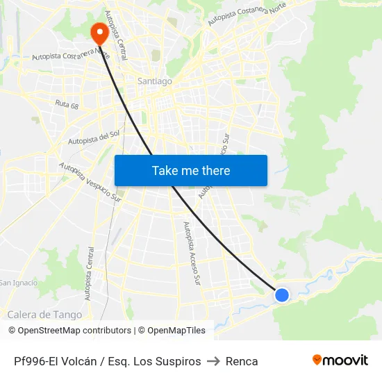 Pf996-El Volcán / Esq. Los Suspiros to Renca map