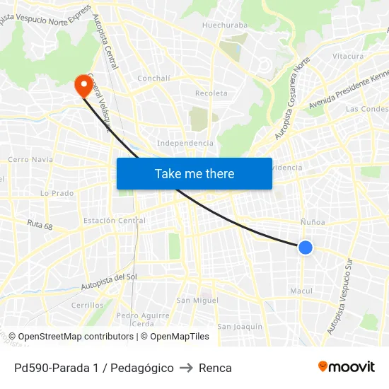 Pd590-Parada 1 / Pedagógico to Renca map